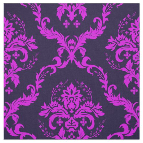 Hot Pink And Blue Floral Damasks Fabric