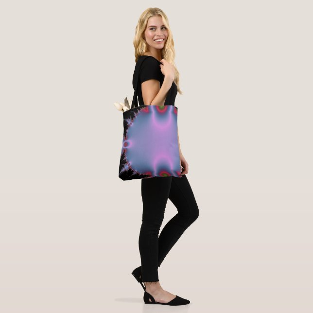 Hot Pink and Blue Fractal Tote Bag (On Model)