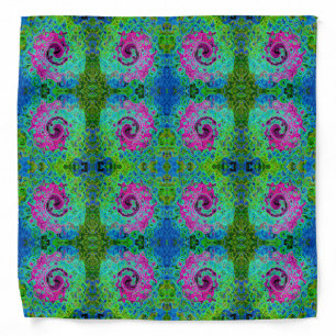 Hot Pink and Blue Groovy Abstract Retro Swirl Bandana