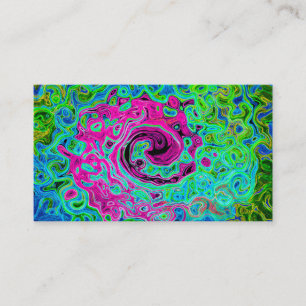 Hot Pink and Blue Groovy Abstract Retro Swirl Business Card