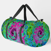 Hot Pink and Blue Groovy Abstract Retro Swirl