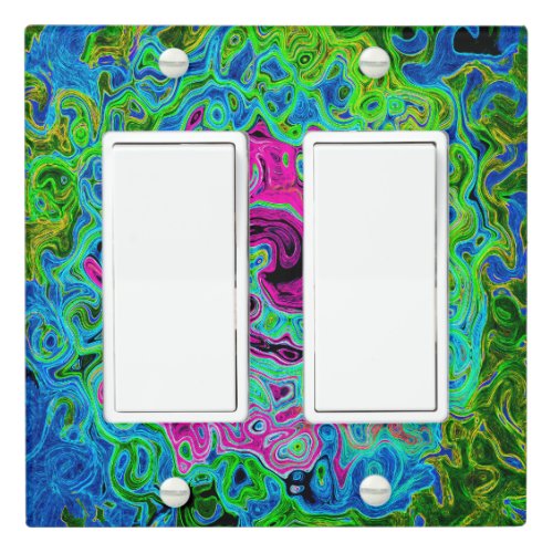 Hot Pink and Blue Groovy Abstract Retro Swirl Light Switch Cover