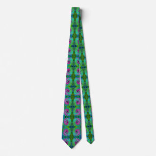 Hot Pink and Blue Groovy Abstract Retro Swirl Neck Tie