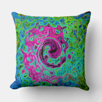 Hot Pink and Blue Groovy Abstract Retro Swirl