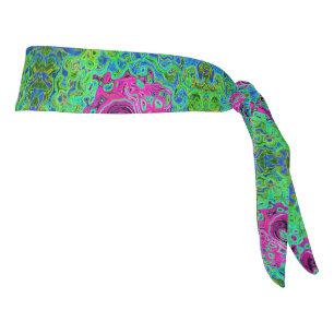 Hot Pink and Blue Groovy Abstract Retro Swirl Tie Headband