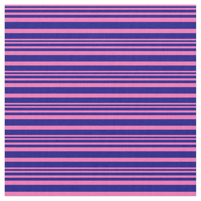 Hot Pink and Blue Stripes Fabric (Close Up)
