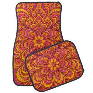 Hot Pink and Bright Orange Psychedelic Unisex Car Floor Mat