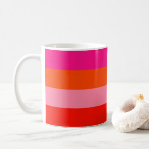 Hot Pink and Bright Orange Stripes Coffee Mug