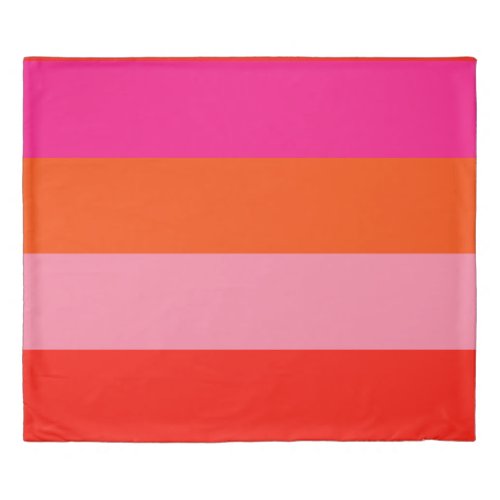 Hot Pink and Bright Orange Stripes  Duvet Cover