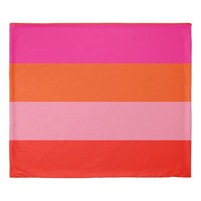 Hot Pink and Bright Orange Stripes  Duvet Cover (Front)