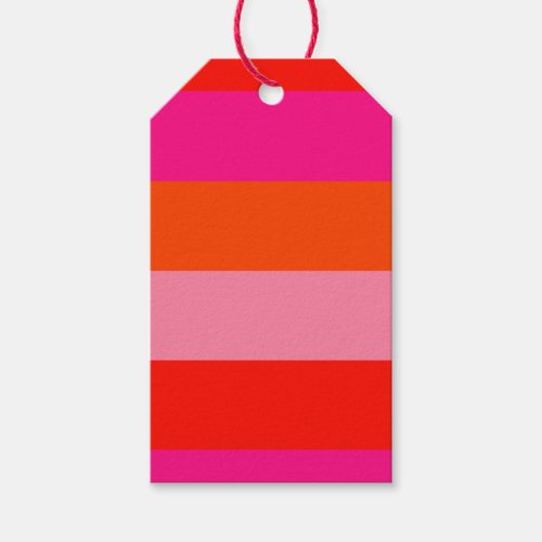 Hot Pink and Bright Orange Stripes  Gift Tags
