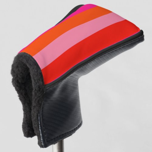 Hot Pink and Bright Orange Stripes Golf Head Cover
