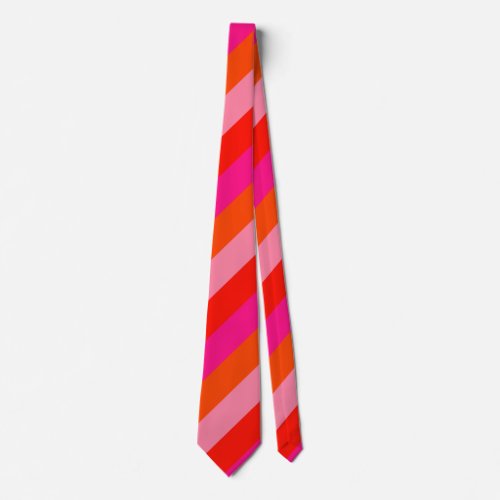 Hot Pink and Bright Orange Stripes Neck Tie