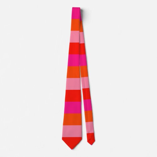Hot Pink and Bright Orange Stripes Neck Tie
