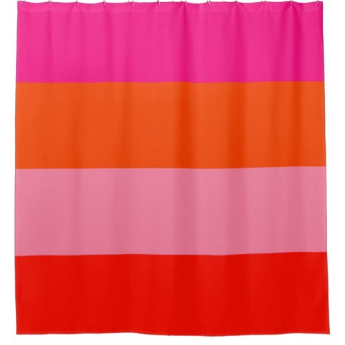 Hot Pink and Bright Orange Stripes Shower Curtain