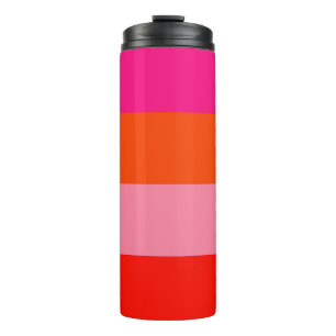 Hot Pink and Bright Orange Stripes Thermal Tumbler