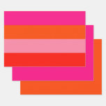 Hot Pink and Bright Orange Stripes  Wrapping Paper Sheets