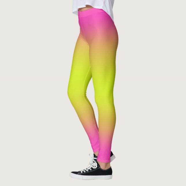 Hot Pink and Bright Yellow Ombre Leggings (Left)