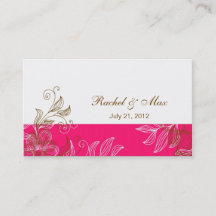 Hot Pink and Brown Elegant Wedding Business Card
