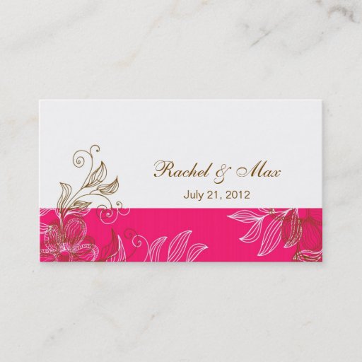 Customizable Hot Pink and Brown Elegant Wedding Business Card