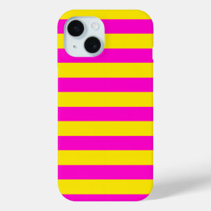 Hot Pink And Canary Yellow Stripes iPhone 15 Case