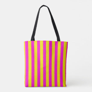 Hot Pink And Canary Yellow Stripes Tote Bag
