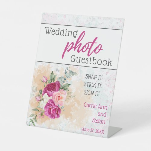 Hot Pink and Color Splash Wedding Guest Book Sign