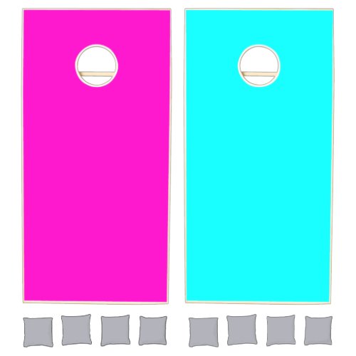 Hot Pink And Cyan Blue Green Turquoise Solid Color Cornhole Set