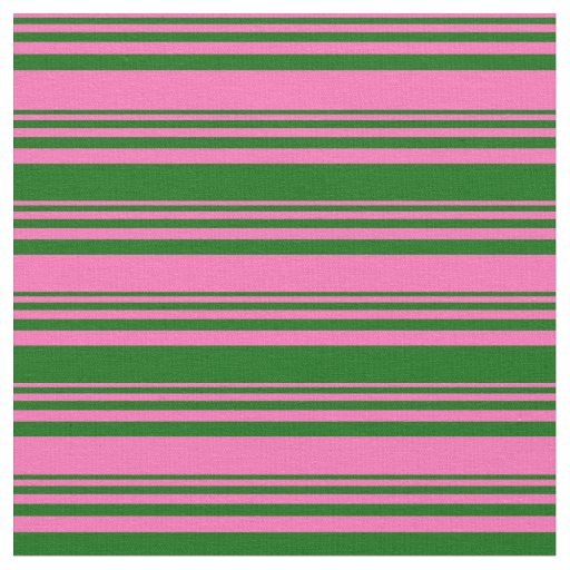 Hot Pink and Dark Green Lines/Stripes Pattern Fabric