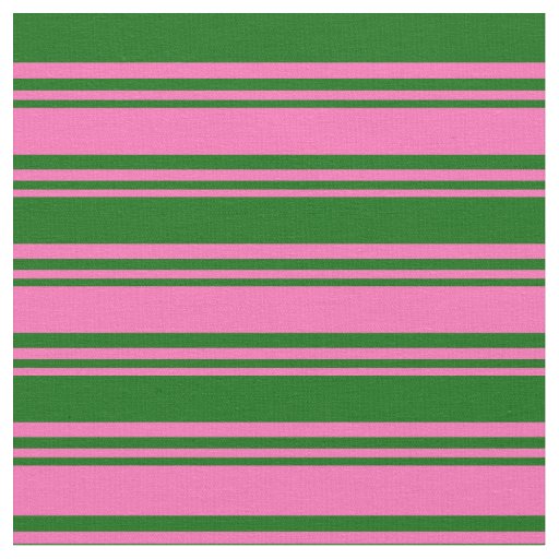 Hot Pink and Dark Green Stripes Pattern Fabric