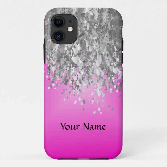 Hot pink and faux glitter Case-Mate iPhone case (Back)