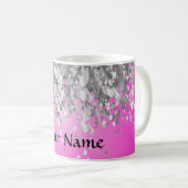 Hot pink and faux glitter coffee mug (Front Right)