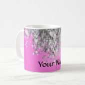Hot pink and faux glitter coffee mug (Front Left)