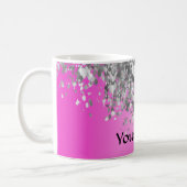 Hot pink and faux glitter coffee mug (Left)