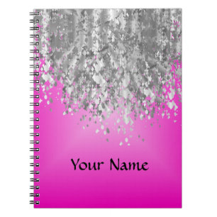 Hot pink and faux glitter notebook