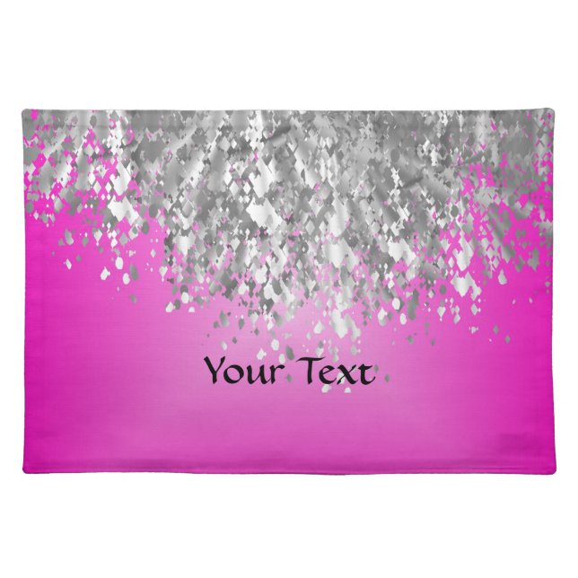Hot pink and faux glitter placemat (Front)