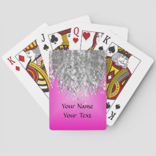 Hot pink and faux glitter poker cards