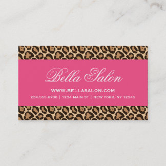 Hot Pink and Girly Leopard Print Business Card
