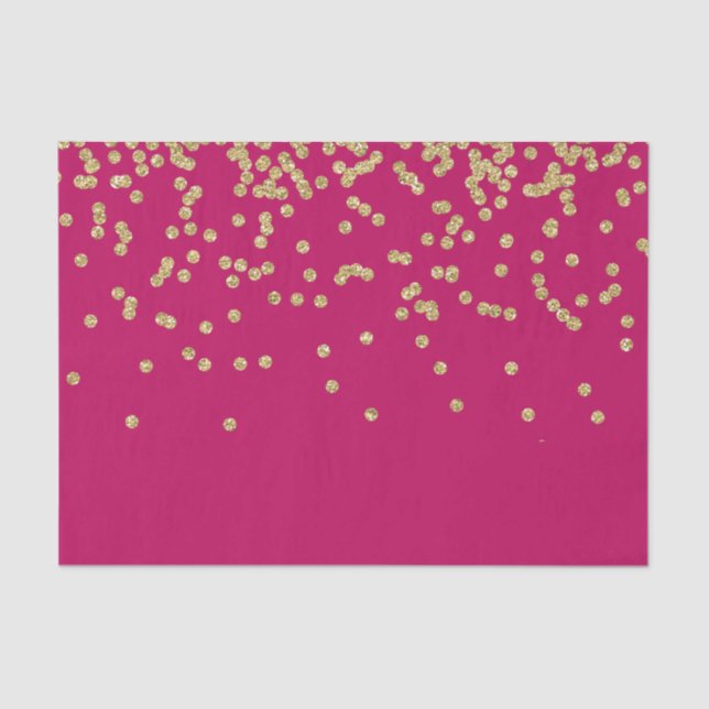 Hot Pink and Gold Confetti Tissue Paper (Front)
