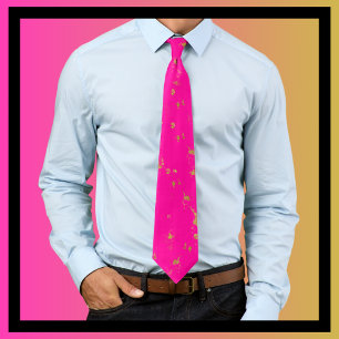 Hot Pink and Gold Fleck Neck Tie