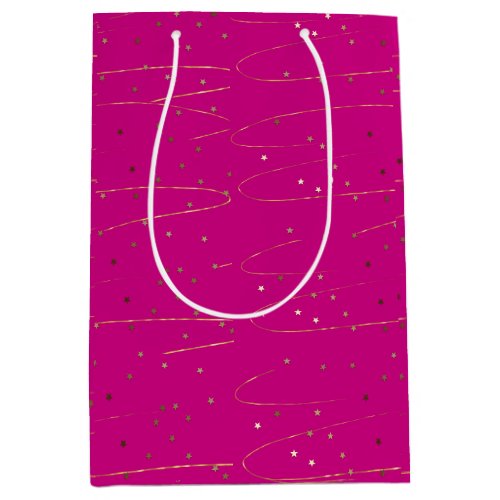Hot Pink and Gold Glitter Gift Bag