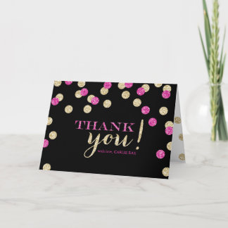 Hot Pink and Gold Glitter Thank You Cards