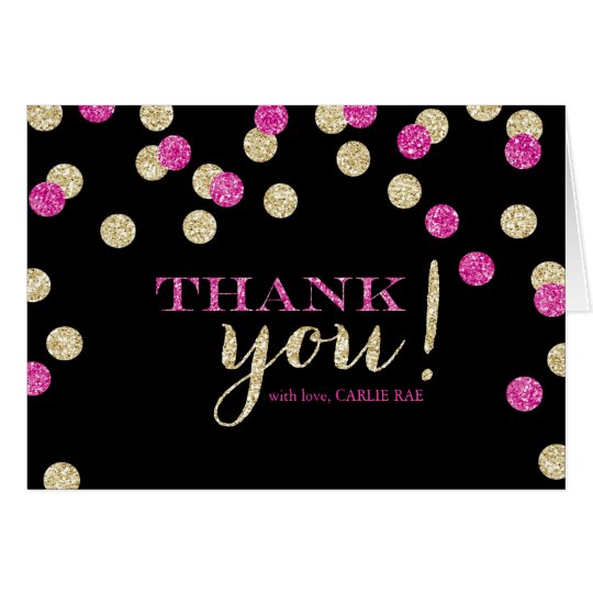 Hot Pink And Gold Glitter Thank You Cards Zazzle 2418