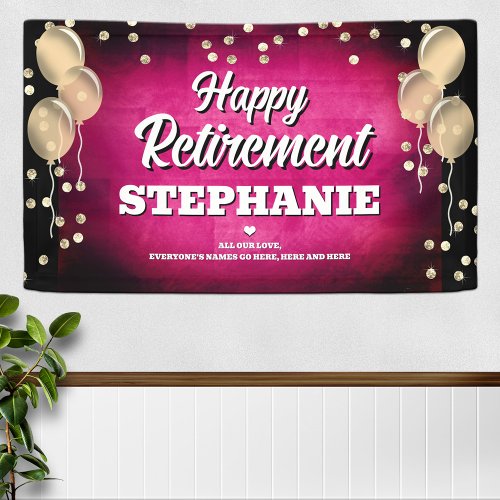 Hot Pink and Gold Happy Retirement 