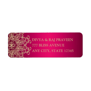 HOT PINK AND GOLD INDIAN INSPIRED ADDRESS LABELS