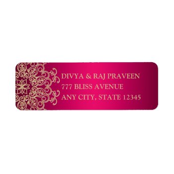 Hot Pink And Gold Indian Inspired Address Labels by OccasionInvitations at Zazzle