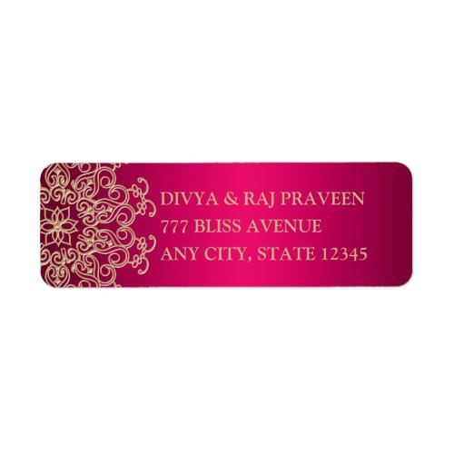 HOT PINK AND GOLD INDIAN INSPIRED ADDRESS LABELS