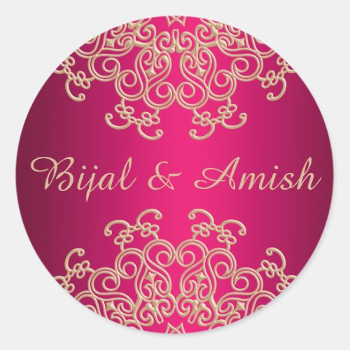 HOT PINK AND GOLD INDIAN INSPIRED THANK YOU LABEL