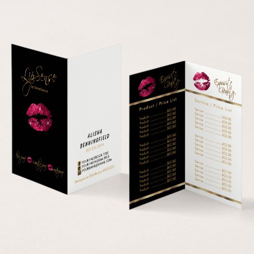 Hot Pink and Gold Lip Price and Service List Business Card