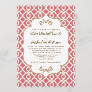 Hot PInk and Gold Moroccan Wedding Invitations